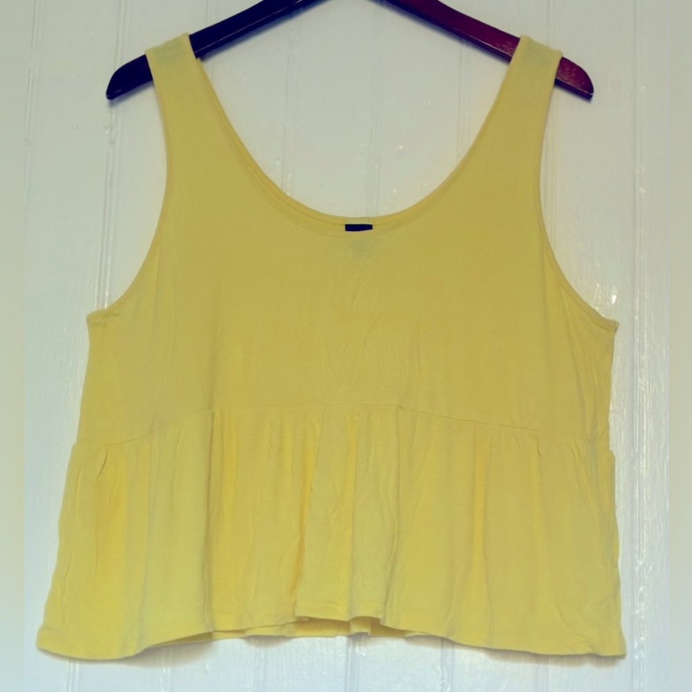 *3 for $20* Wild Fable Yellow Ribbed Peplum Tank Top, Cropped, XL
